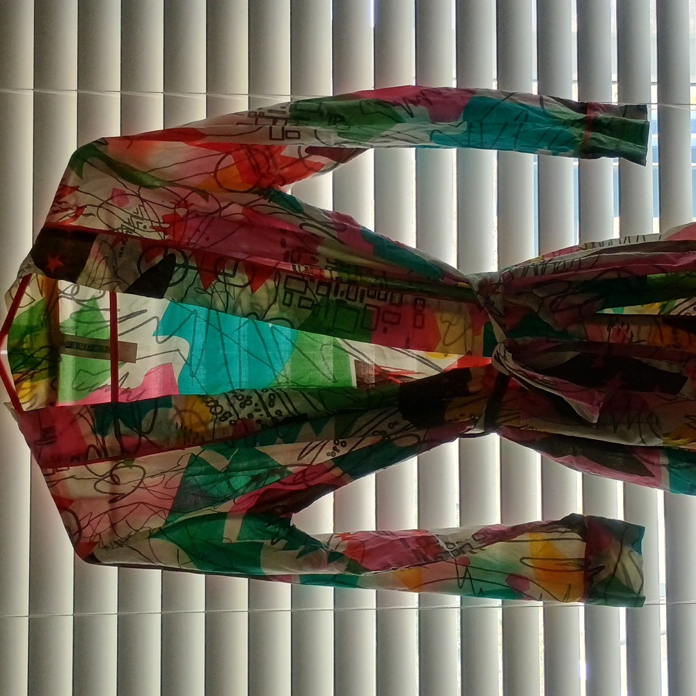 Colorful Vivante Lightweight 100% Cotton Robe - S/M - Maximalist Abstract Design - Picture 9 of 10